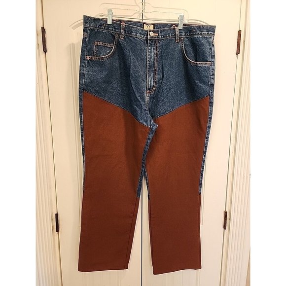MEN'S WALL SZ 42R STRAIGH LEG WORK HUNTING RIDING JEANS FRONT/BACK PANELS - Picture 1 of 10